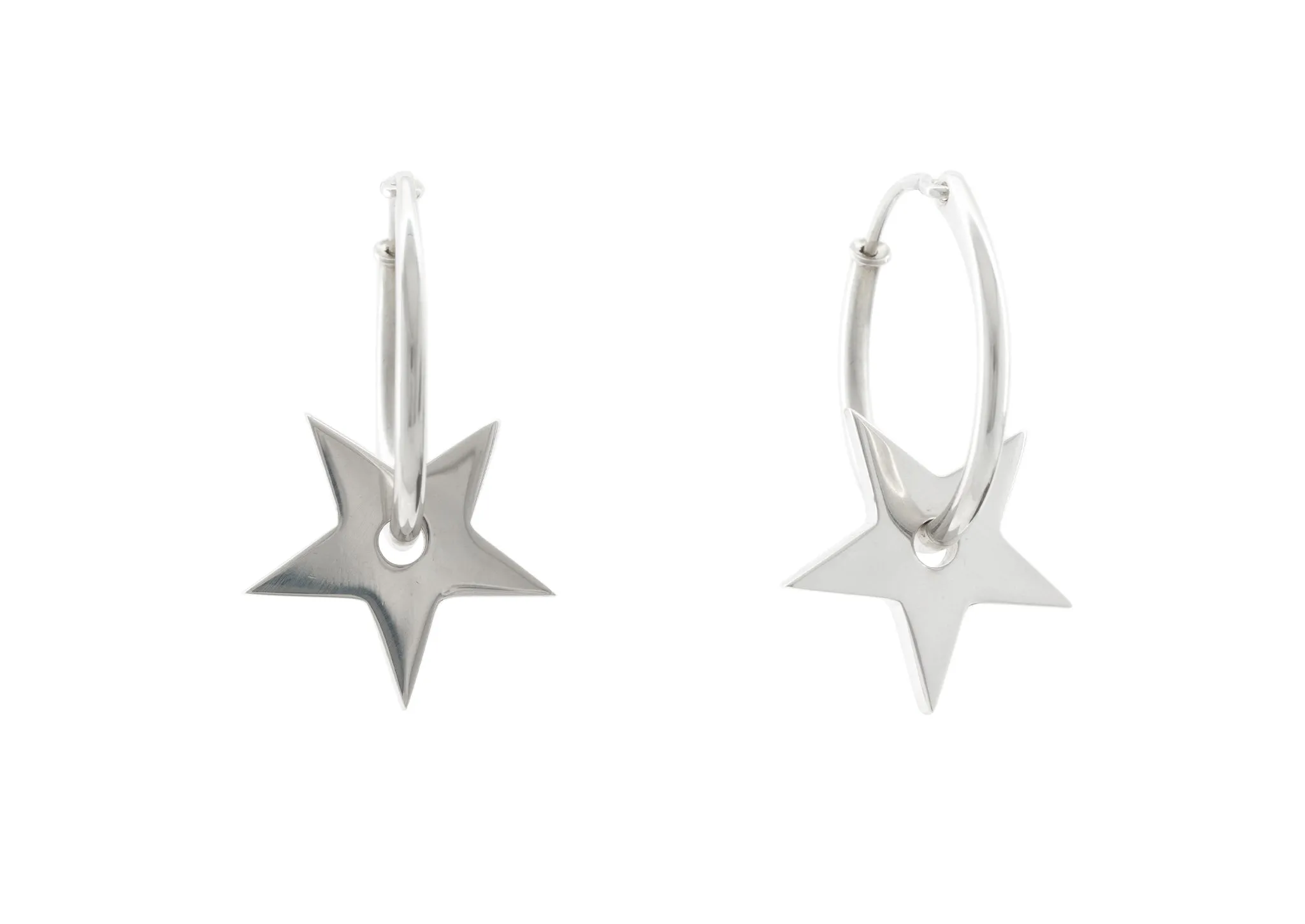 E27 Star Hoop Earring, Sterling Silver