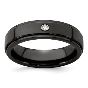 Edward Mirell Black Ti .03ct Dia w/ Sterling Silver Bezel 6mm Band