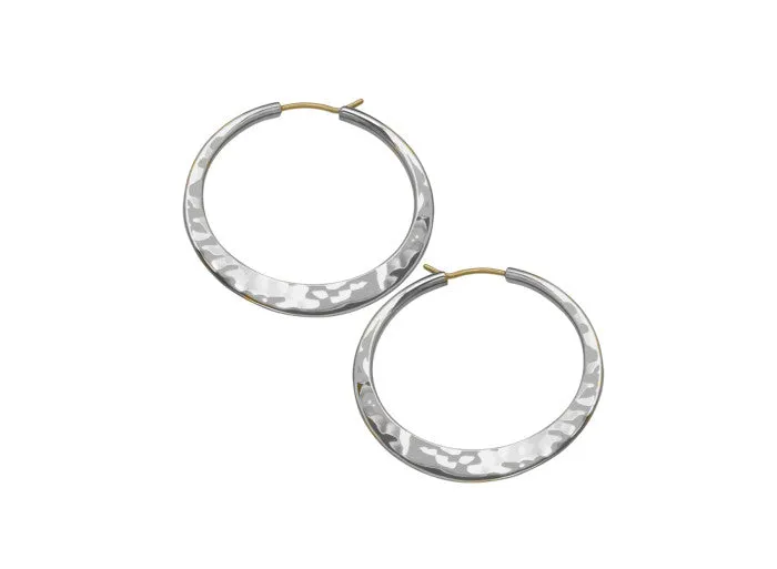 EL Design Large "Hammered" Flat Hoop Earrings