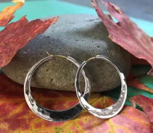 EL Design Large "Hammered" Flat Hoop Earrings