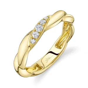 Elegant 0.12CT Diamond Band | 14K Yellow Gold Ring for Women