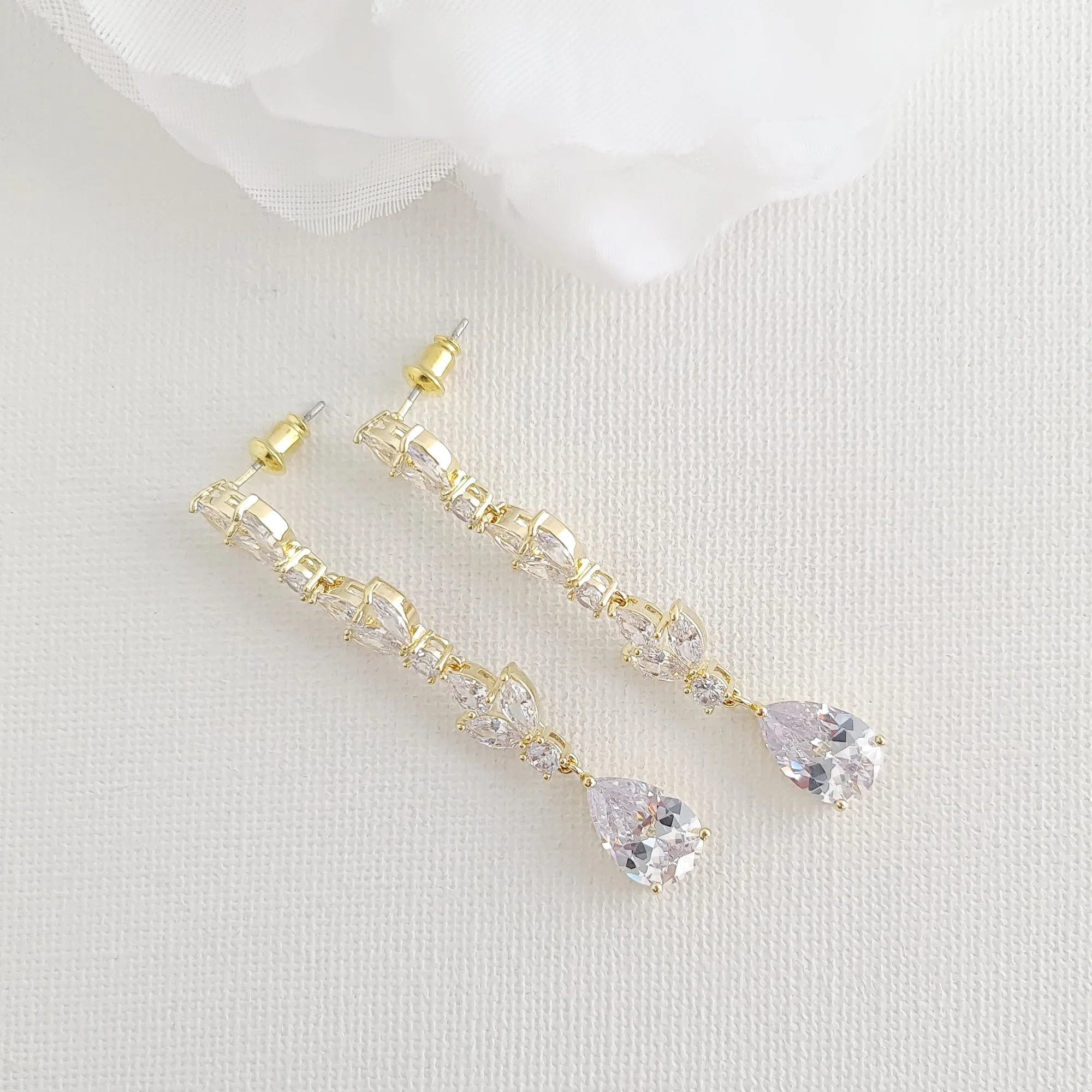 Elegant Cubic Zirconia Earrings for Brides-Anya