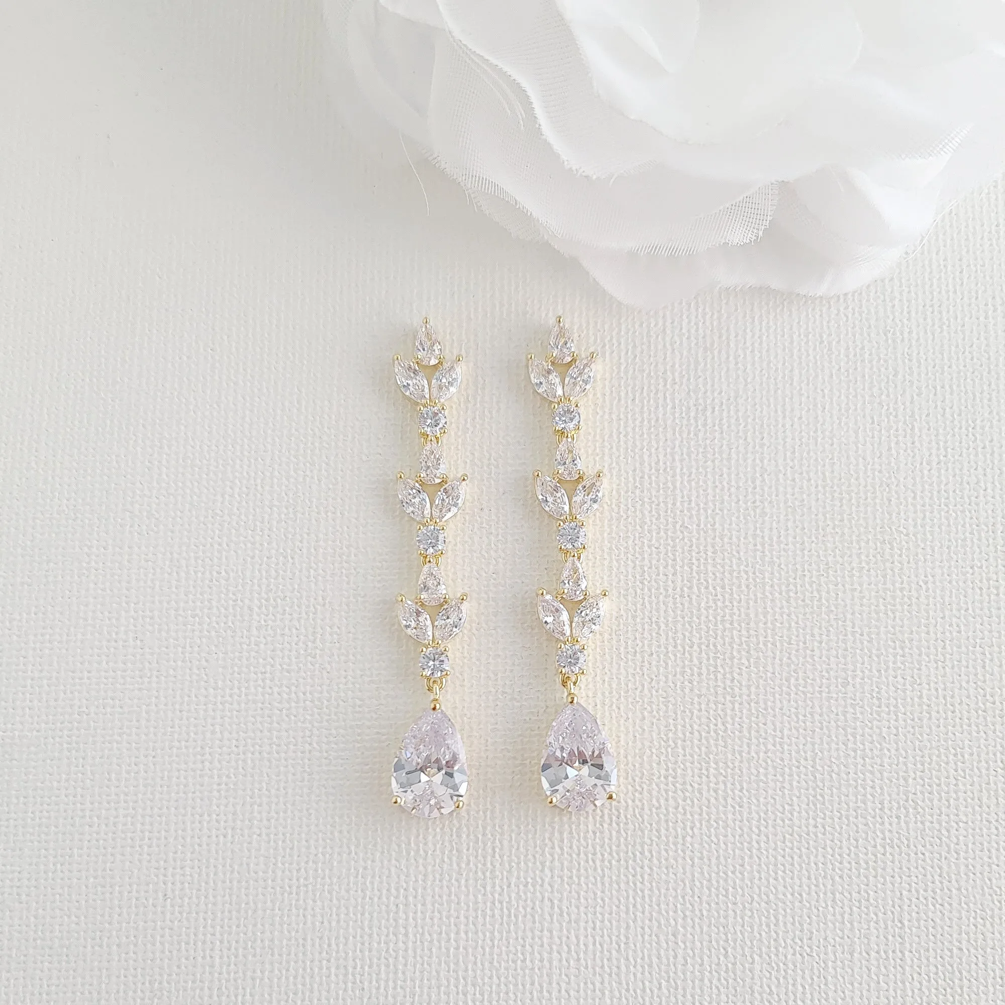 Elegant Cubic Zirconia Earrings for Brides-Anya