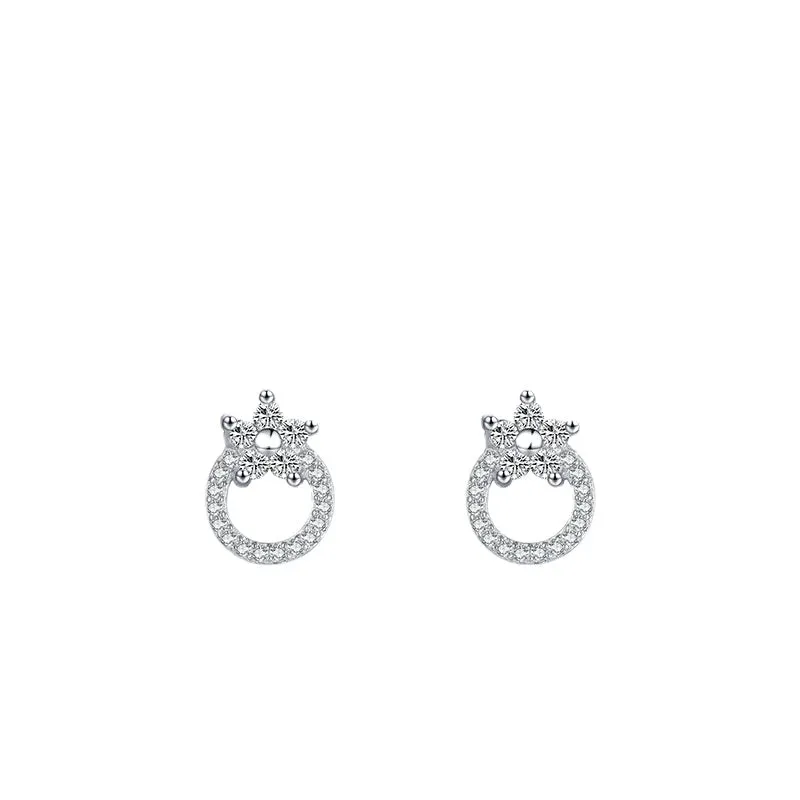 Elegant Korean Style Zircon Sterling Silver Earrings