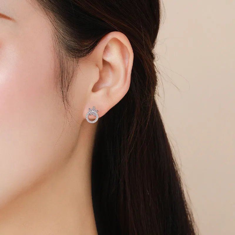 Elegant Korean Style Zircon Sterling Silver Earrings