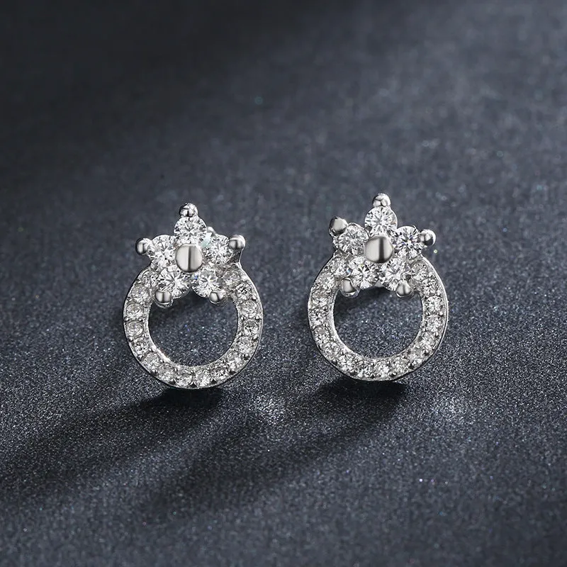 Elegant Korean Style Zircon Sterling Silver Earrings