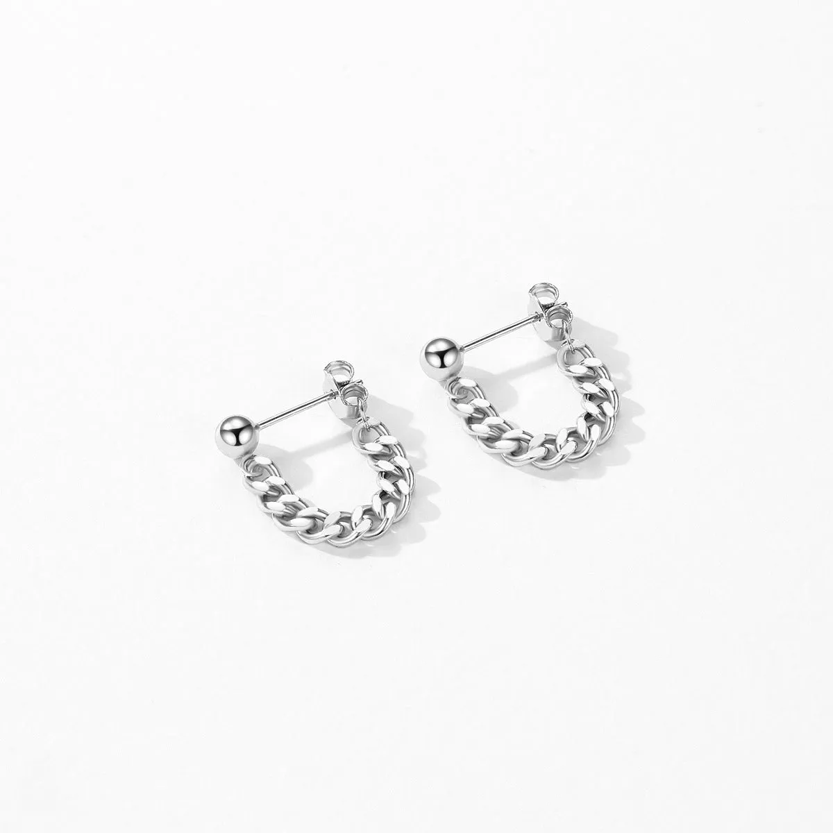 Elegant S925 Pure Silver Retro Chain Earrings for Women's Fashion