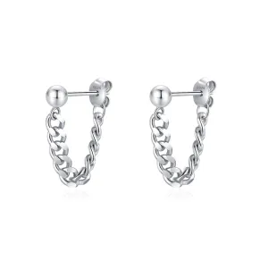 Elegant S925 Pure Silver Retro Chain Earrings for Women's Fashion