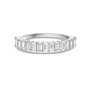 Emerald Cut Diamond Halfway Ring Band (1.20 ct.) 4-Prongs Setting in 18K Gold