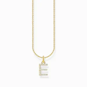 Essentials Gold Plated With Zirconia letter E Pendant Necklace KE2244-414-14-L45V