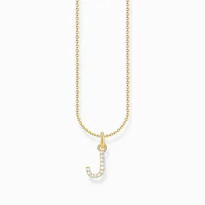 Essentials Gold Plated With Zirconia letter J Pendant Necklace KE2249-414-14-L45V