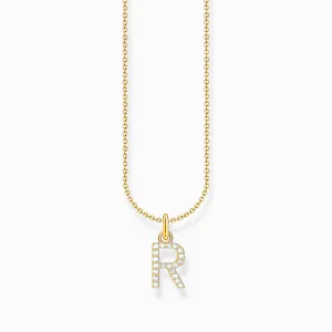 Essentials Gold Plated With Zirconia letter R Pendant Necklace KE2257-414-14-L45V