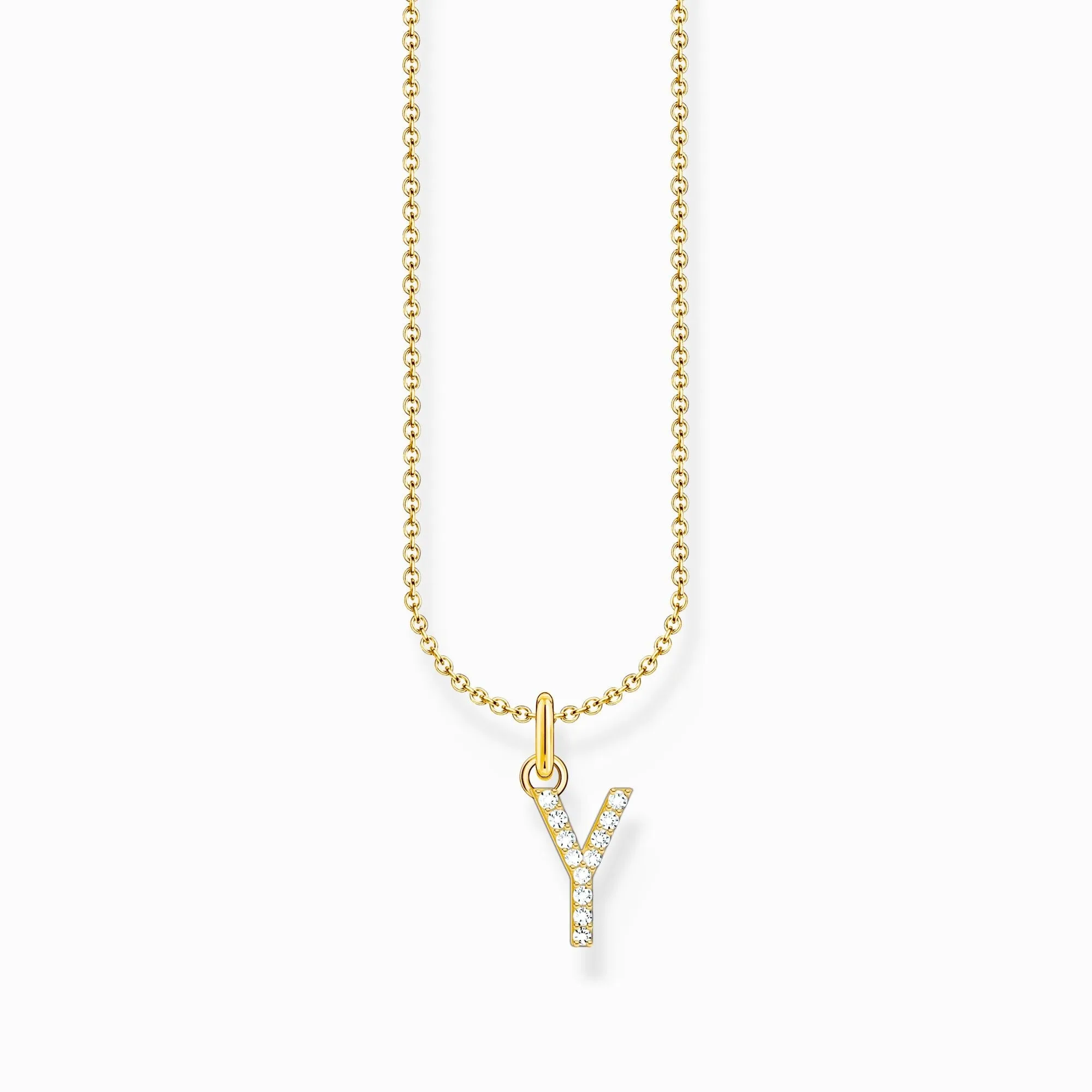 Essentials Gold Plated With Zirconia letter Y Pendant Necklace KE2264-414-14-L45V