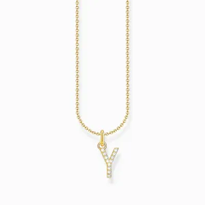 Essentials Gold Plated With Zirconia letter Y Pendant Necklace KE2264-414-14-L45V