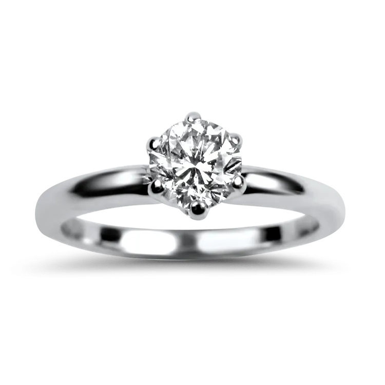 Estate 14k White Gold Round Brilliant Cut Diamond Solitaire Engagement Ring