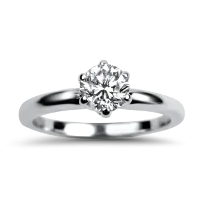 Estate 14k White Gold Round Brilliant Cut Diamond Solitaire Engagement Ring