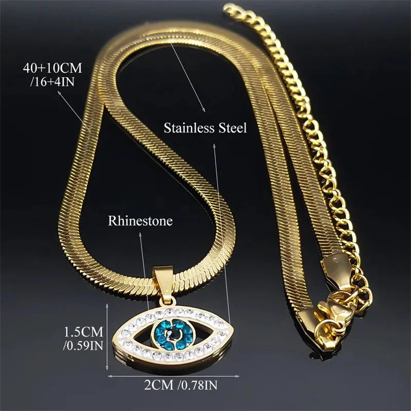 Evil Eye Choker Necklace Crystal Style Silver Gold Plated Jewelry Necklace