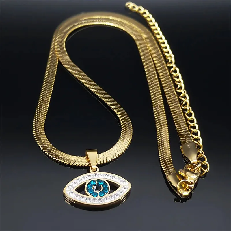 Evil Eye Choker Necklace Crystal Style Silver Gold Plated Jewelry Necklace