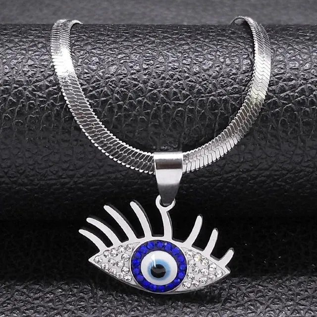 Evil Eye Choker Necklace Crystal Style Silver Gold Plated Jewelry Necklace