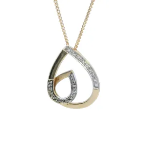 Exquisite 9ct Yellow Gold Diamond Curve Pendant Valentine's Day Special