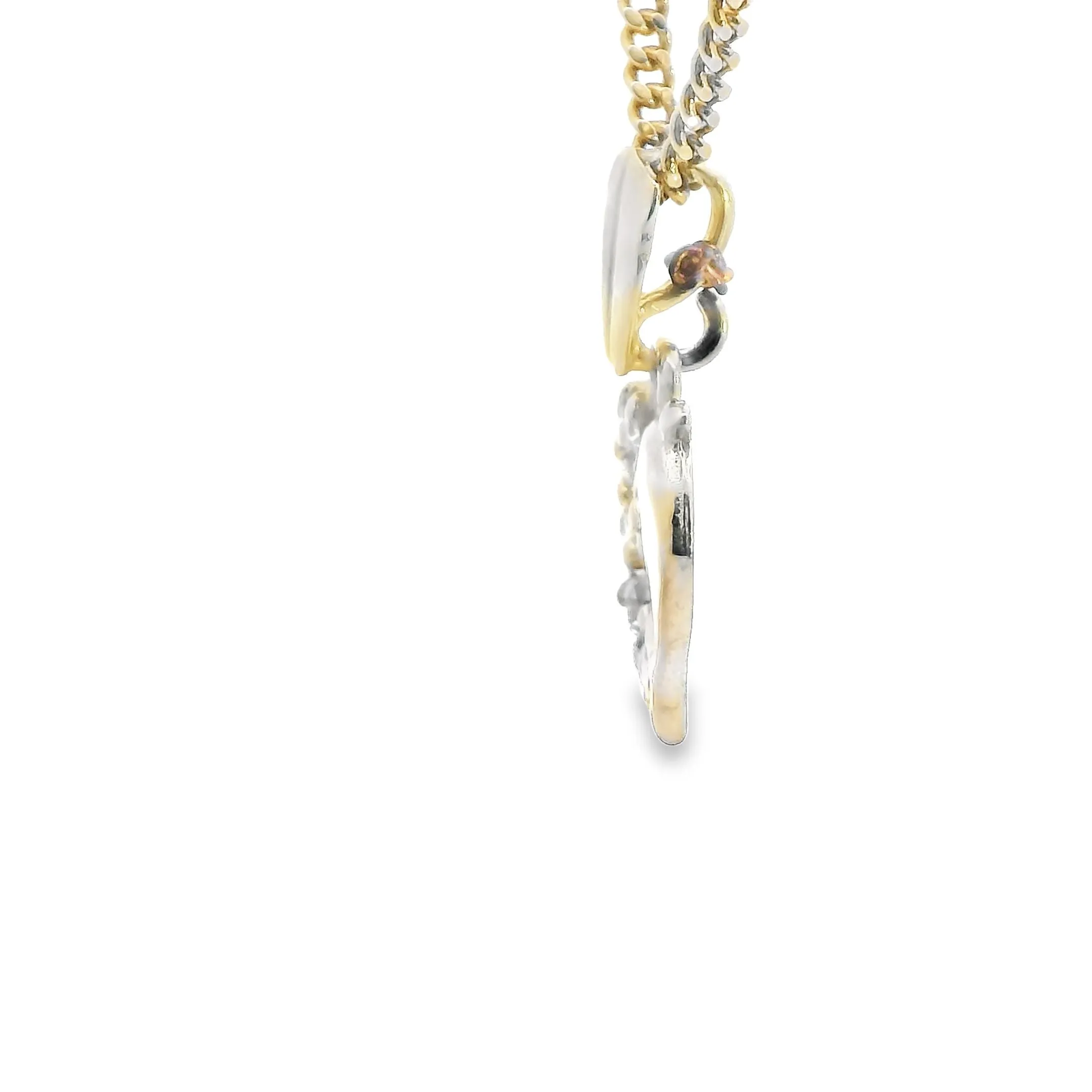 Exquisite 9ct Yellow Gold Heart & Dolphin Pendant with CZ's - Valentine's Day