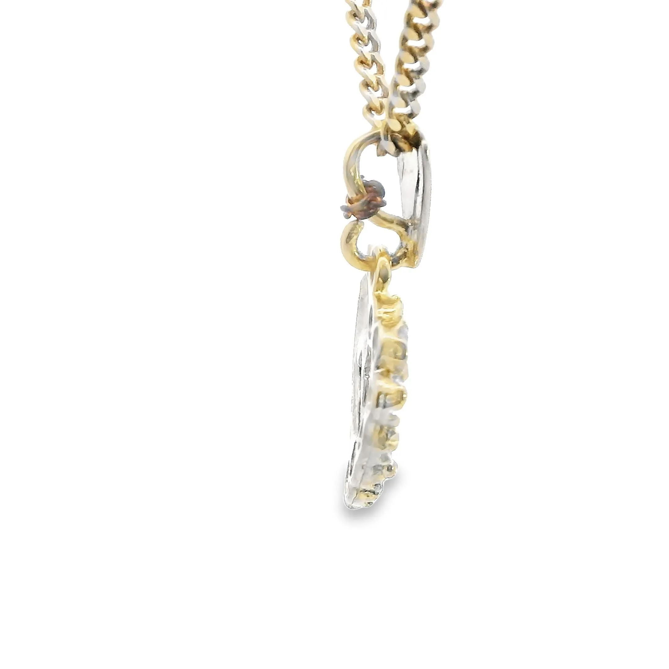 Exquisite 9ct Yellow Gold Heart & Dolphin Pendant with CZ's - Valentine's Day