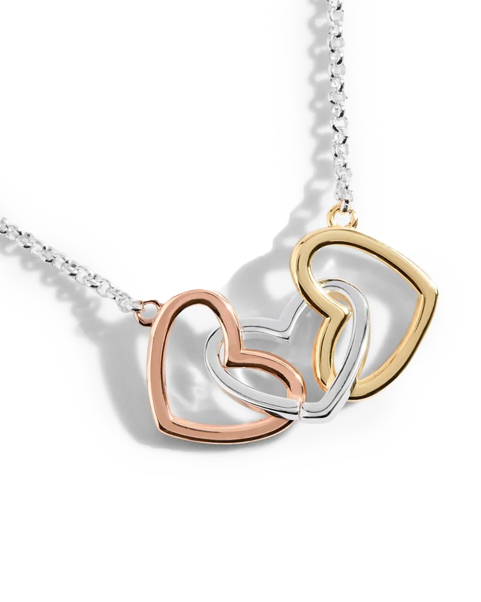 Florence Linked Hearts Necklace in Silver & Rose Gold