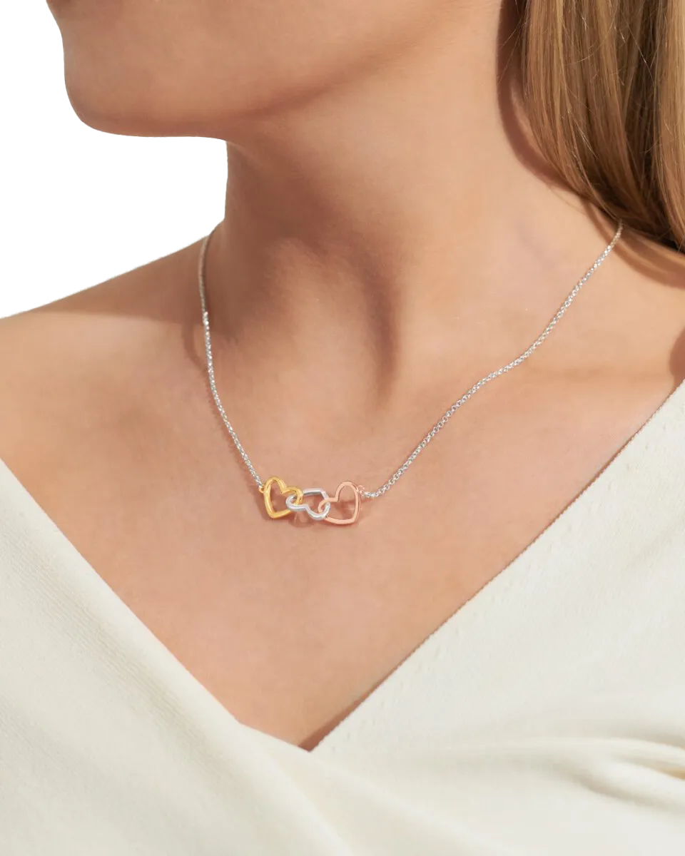 Florence Linked Hearts Necklace in Silver & Rose Gold