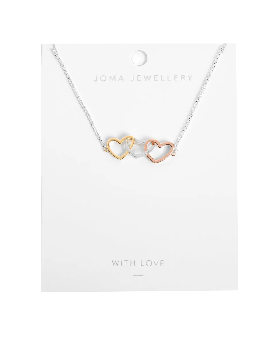 Florence Linked Hearts Necklace in Silver & Rose Gold