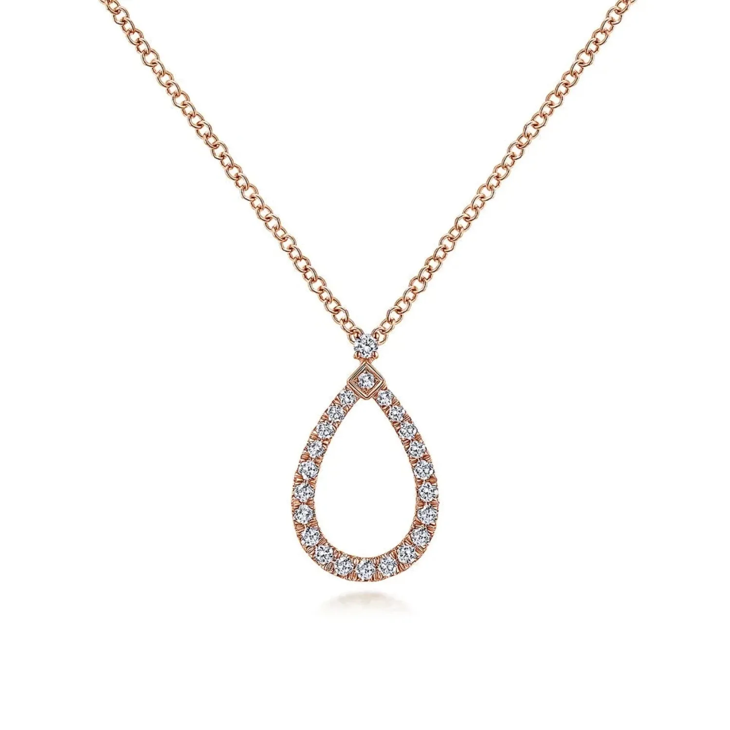 Gabriel & Co. Open Teardrop Round Cut Diamond Pendant