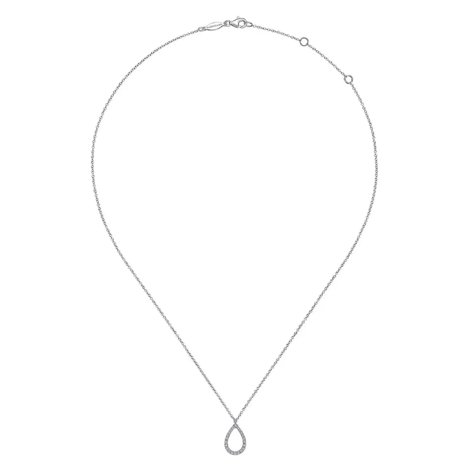 Gabriel & Co. Open Teardrop Round Cut Diamond Pendant