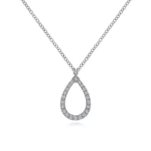 Gabriel & Co. Open Teardrop Round Cut Diamond Pendant