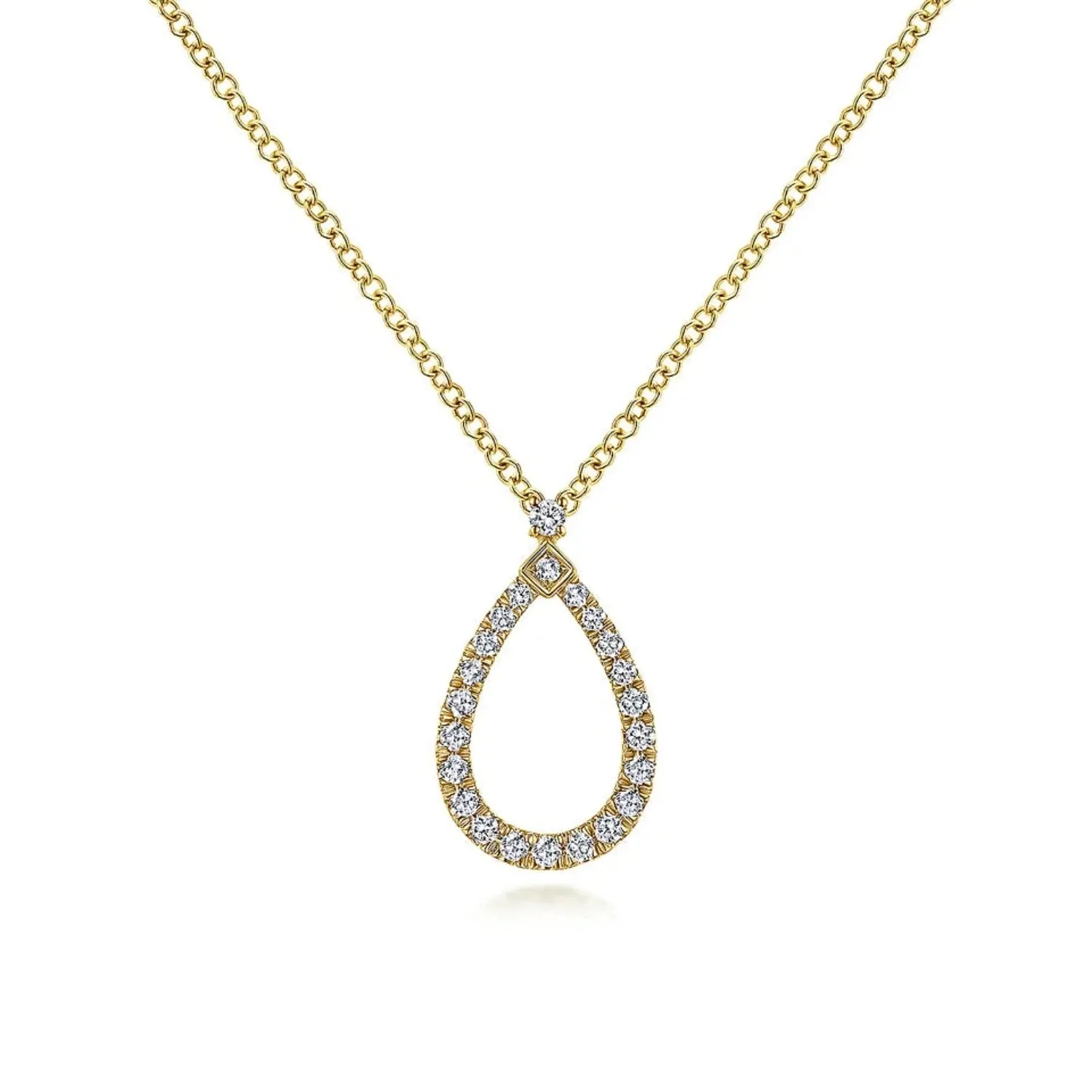 Gabriel & Co. Open Teardrop Round Cut Diamond Pendant