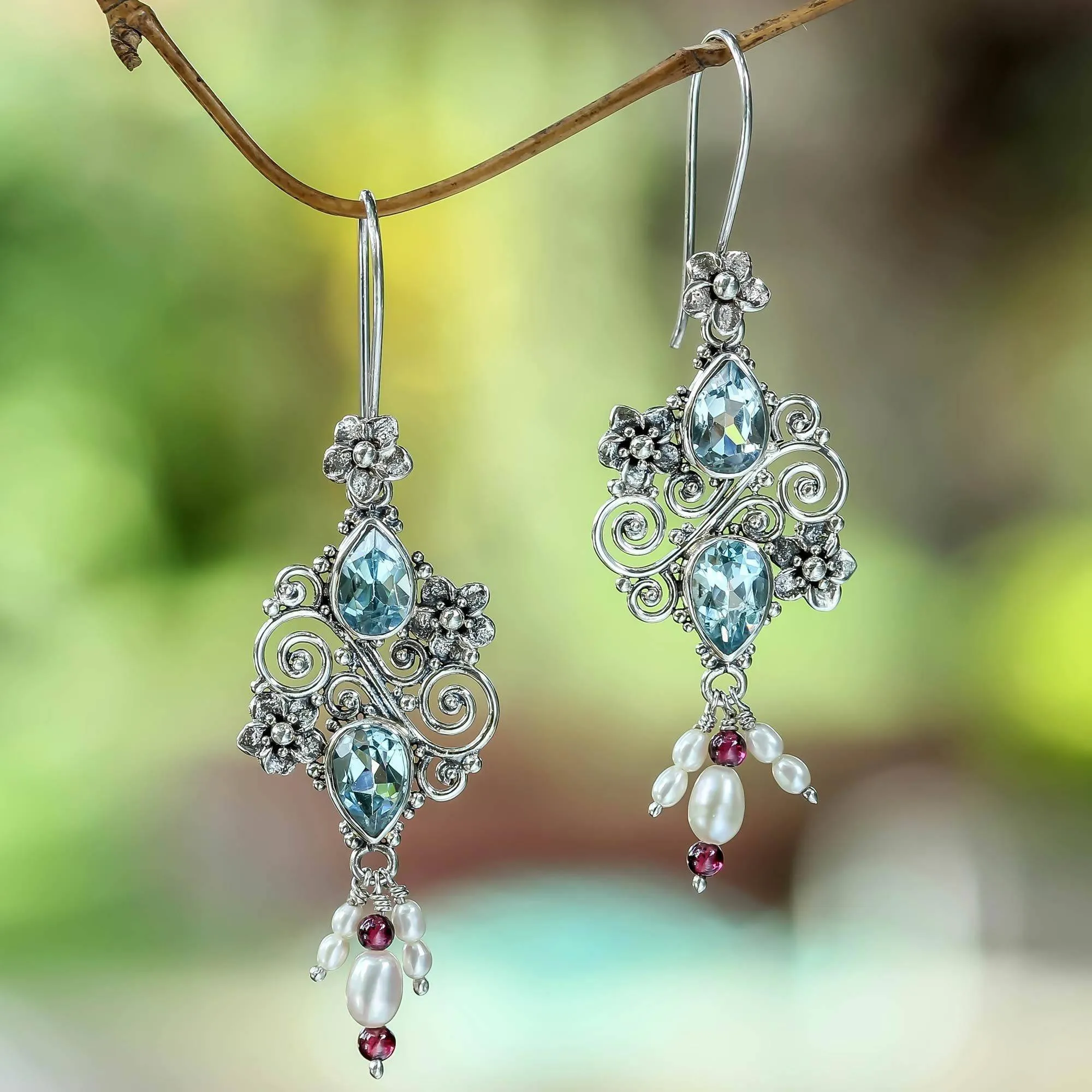 Gemstone & Sterling Silver Garden Earrings