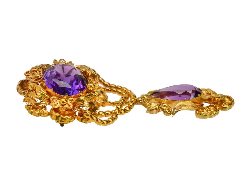 Glorious Georgian Amethyst Brooch Pendant