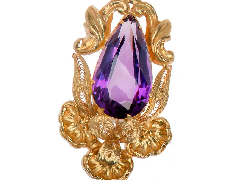 Glorious Georgian Amethyst Brooch Pendant