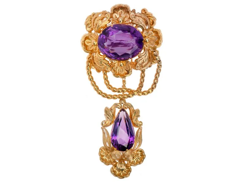 Glorious Georgian Amethyst Brooch Pendant