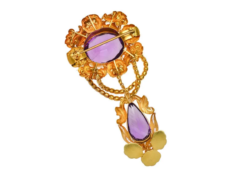 Glorious Georgian Amethyst Brooch Pendant