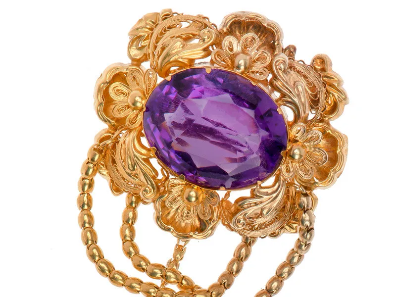 Glorious Georgian Amethyst Brooch Pendant