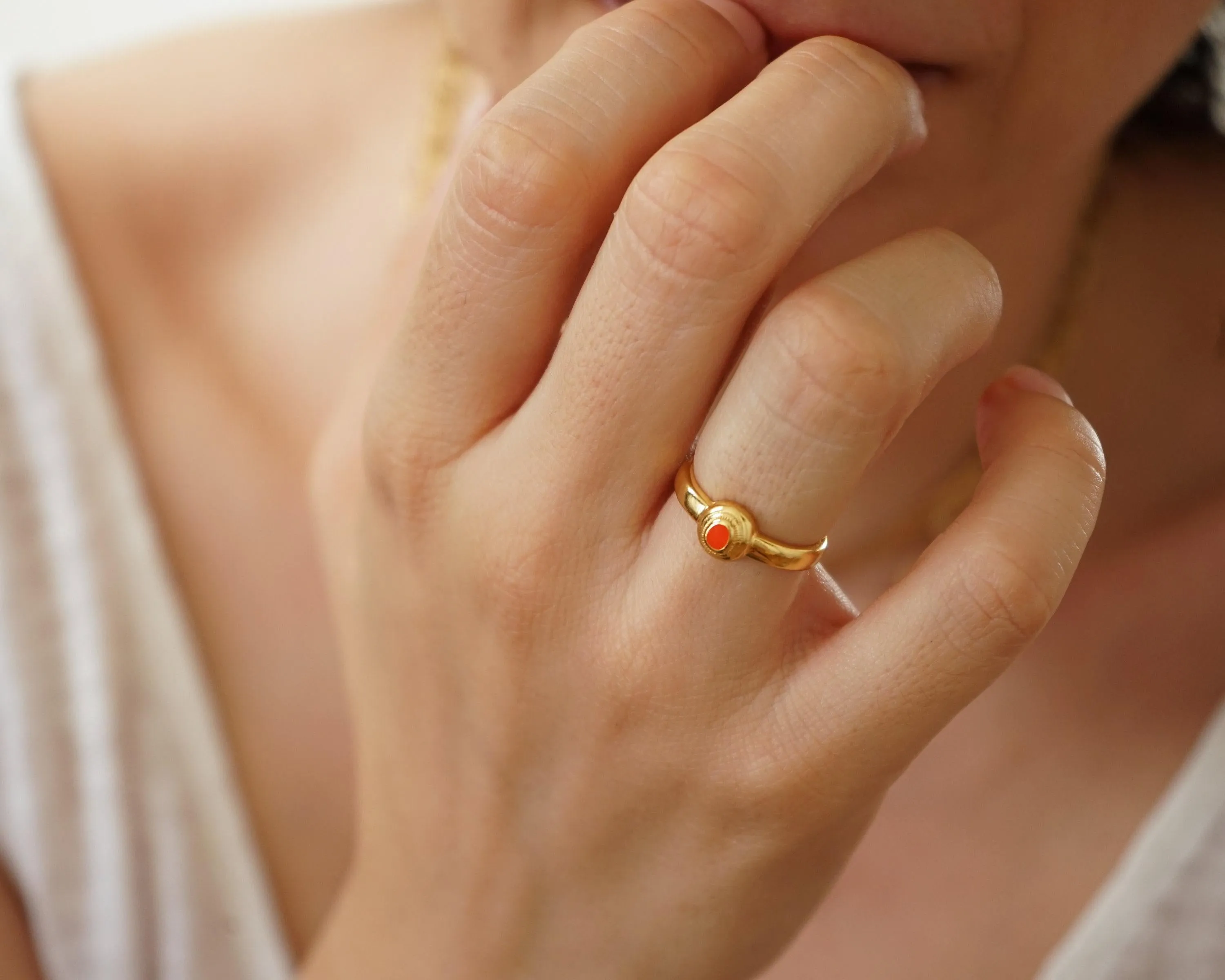 Gold & Colorful Enamel Ring