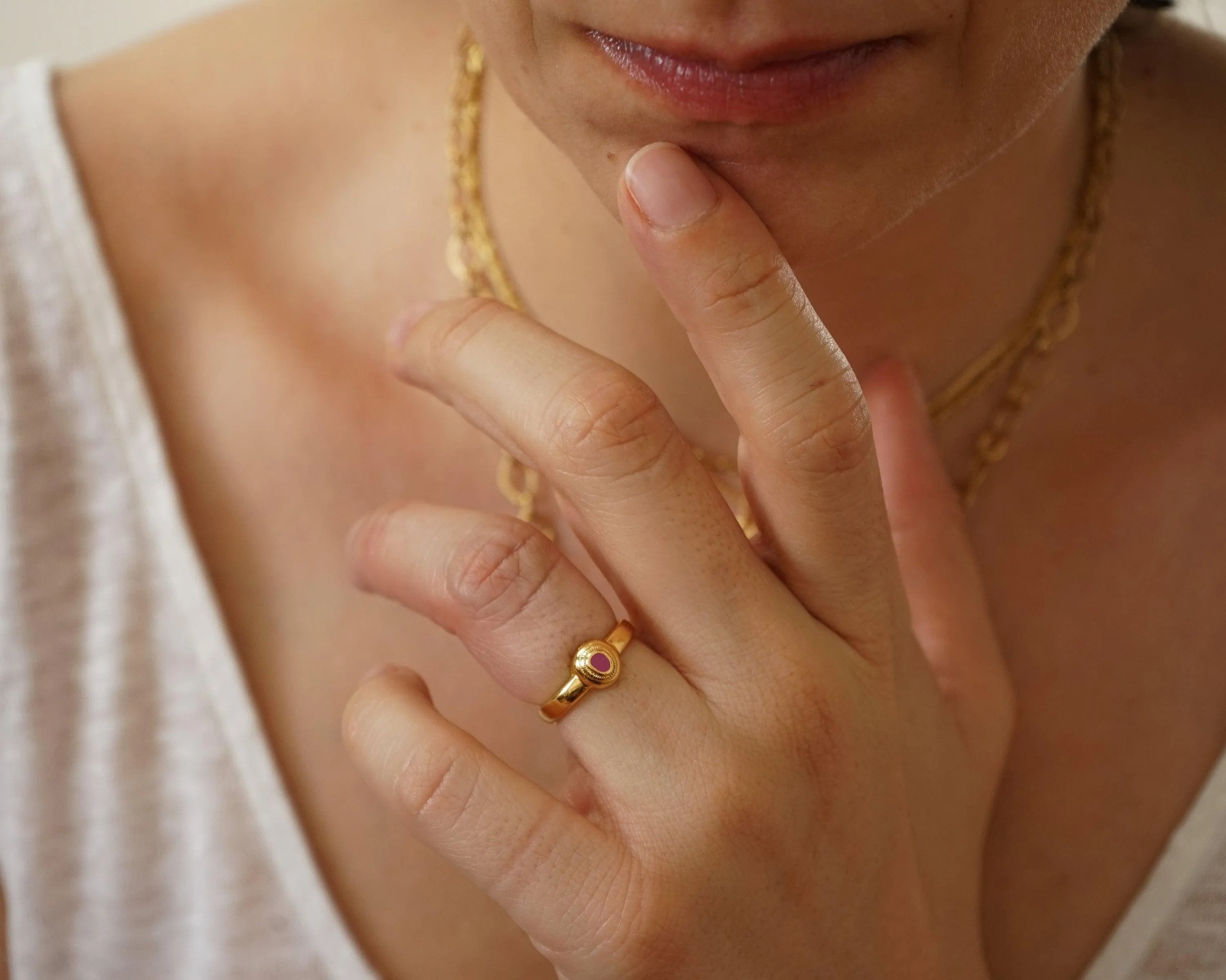 Gold & Colorful Enamel Ring