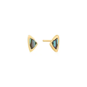 Gold Arrow Abalone Stud Earrings