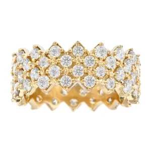 Gold band with diagonal diamond rows