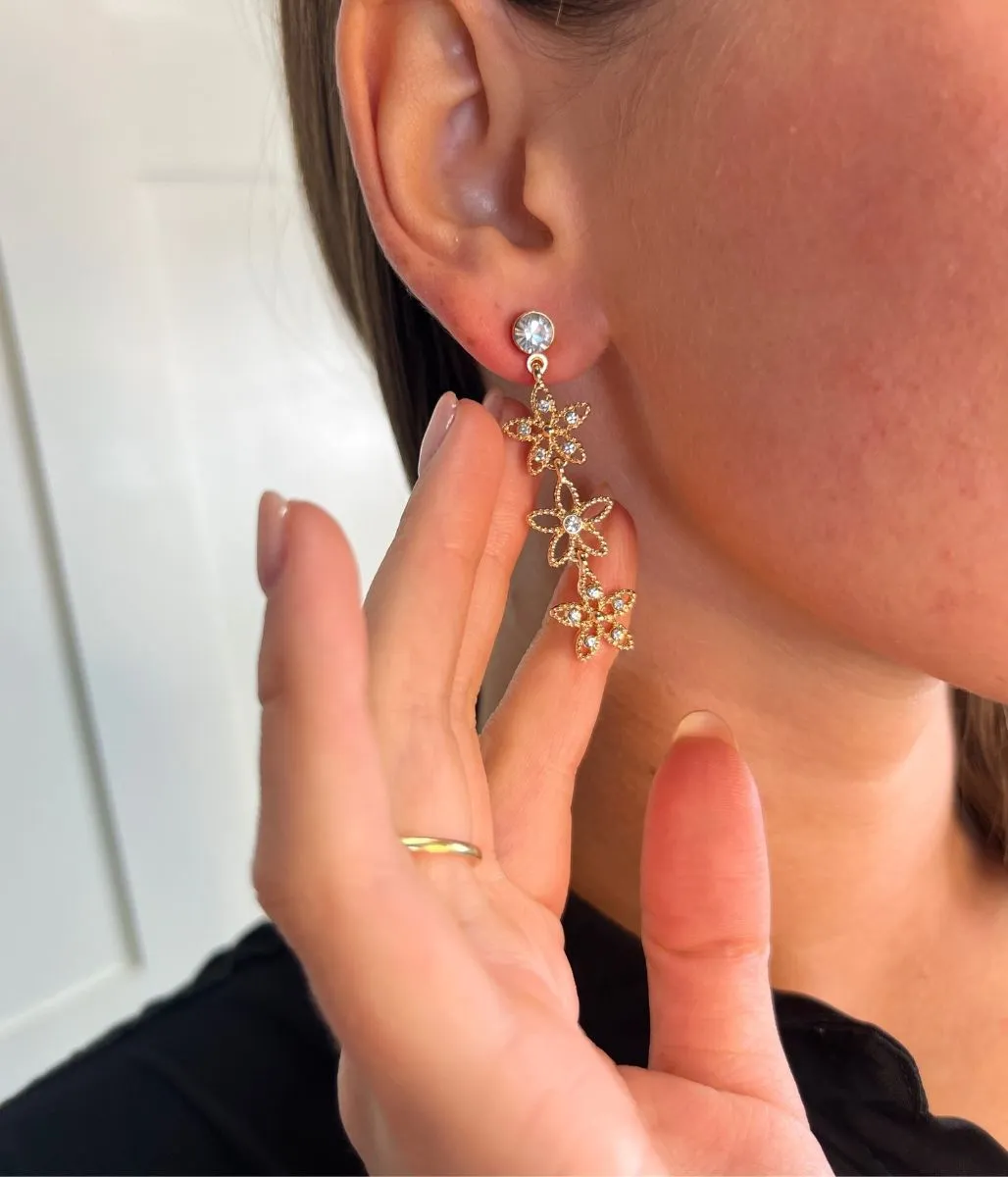 Gold Daisy Drop Earrings