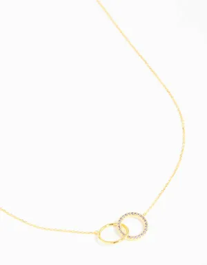 Gold Plated Sterling Silver Pave Link Hoop Necklace