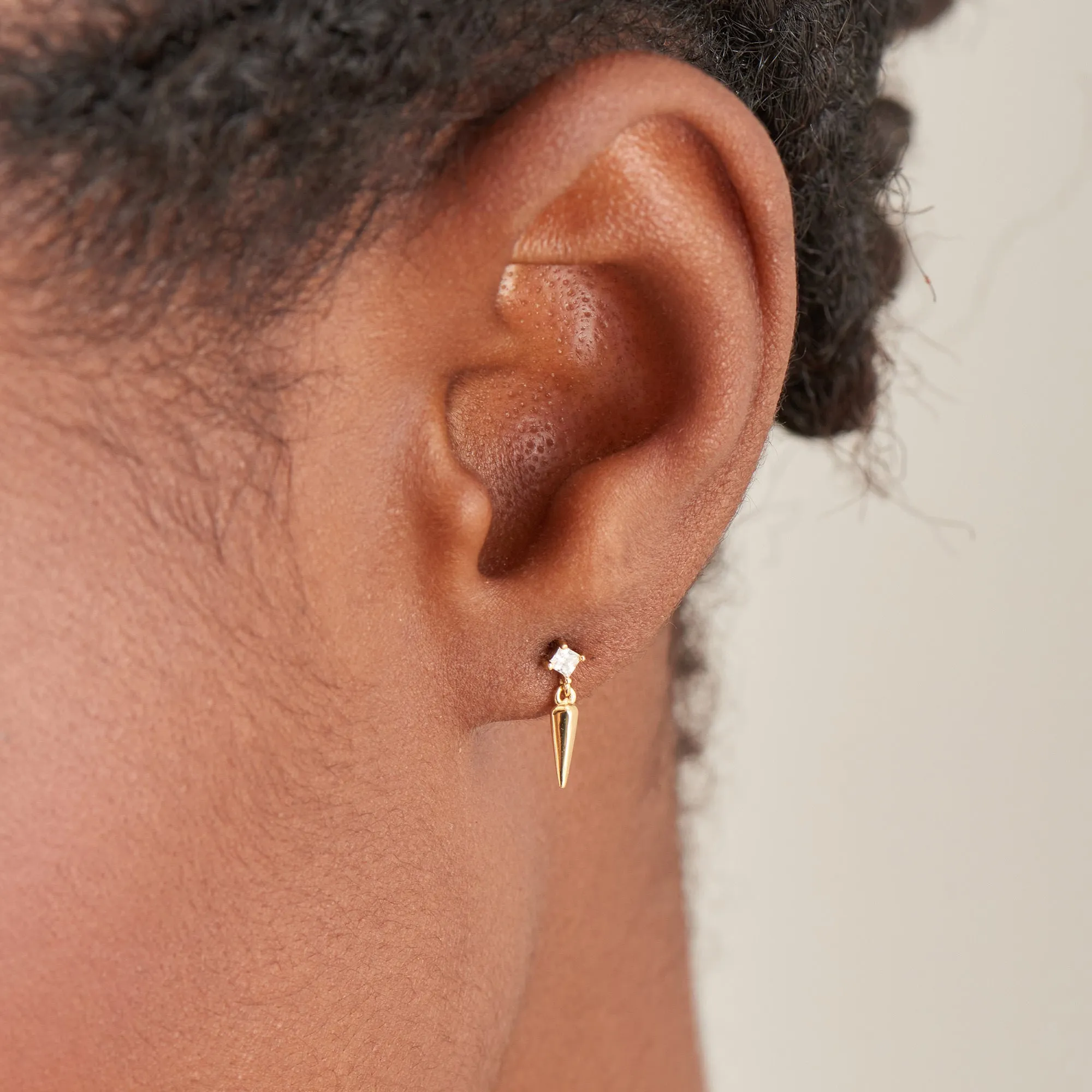 Gold Sparkle Spike Stud Earrings