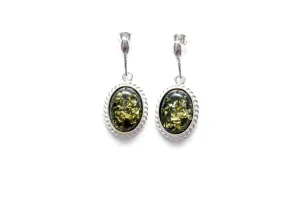 Green Amber Quintessence Dangle Earrings - Elegant Baltic Amber Jewelry