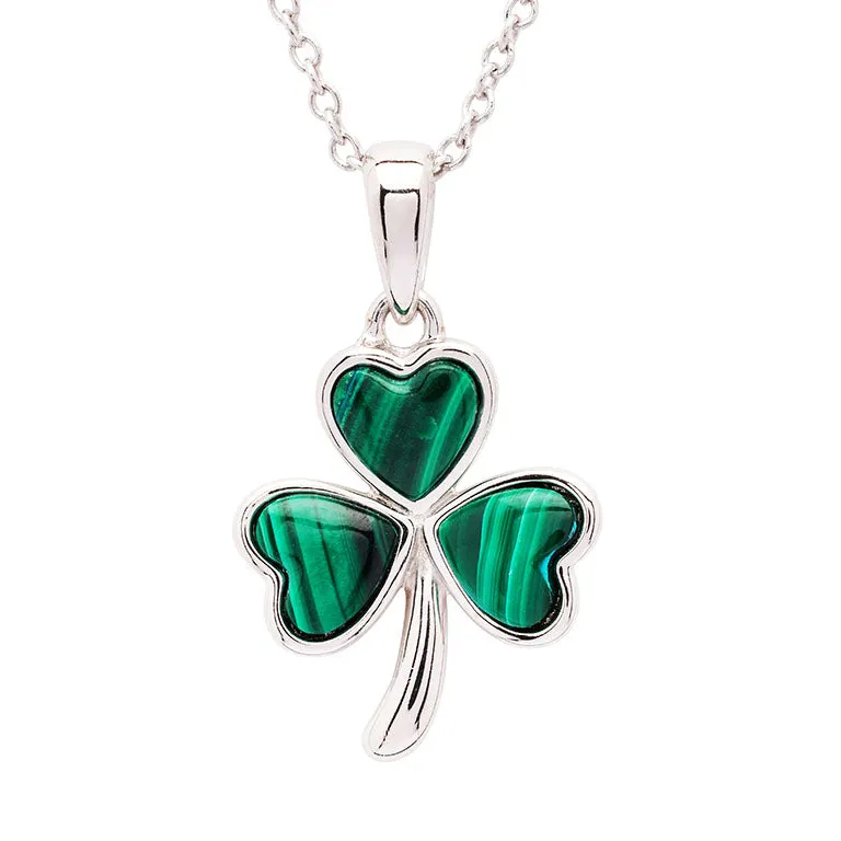 Green Malachite Sterling Silver Shamrock Pendant