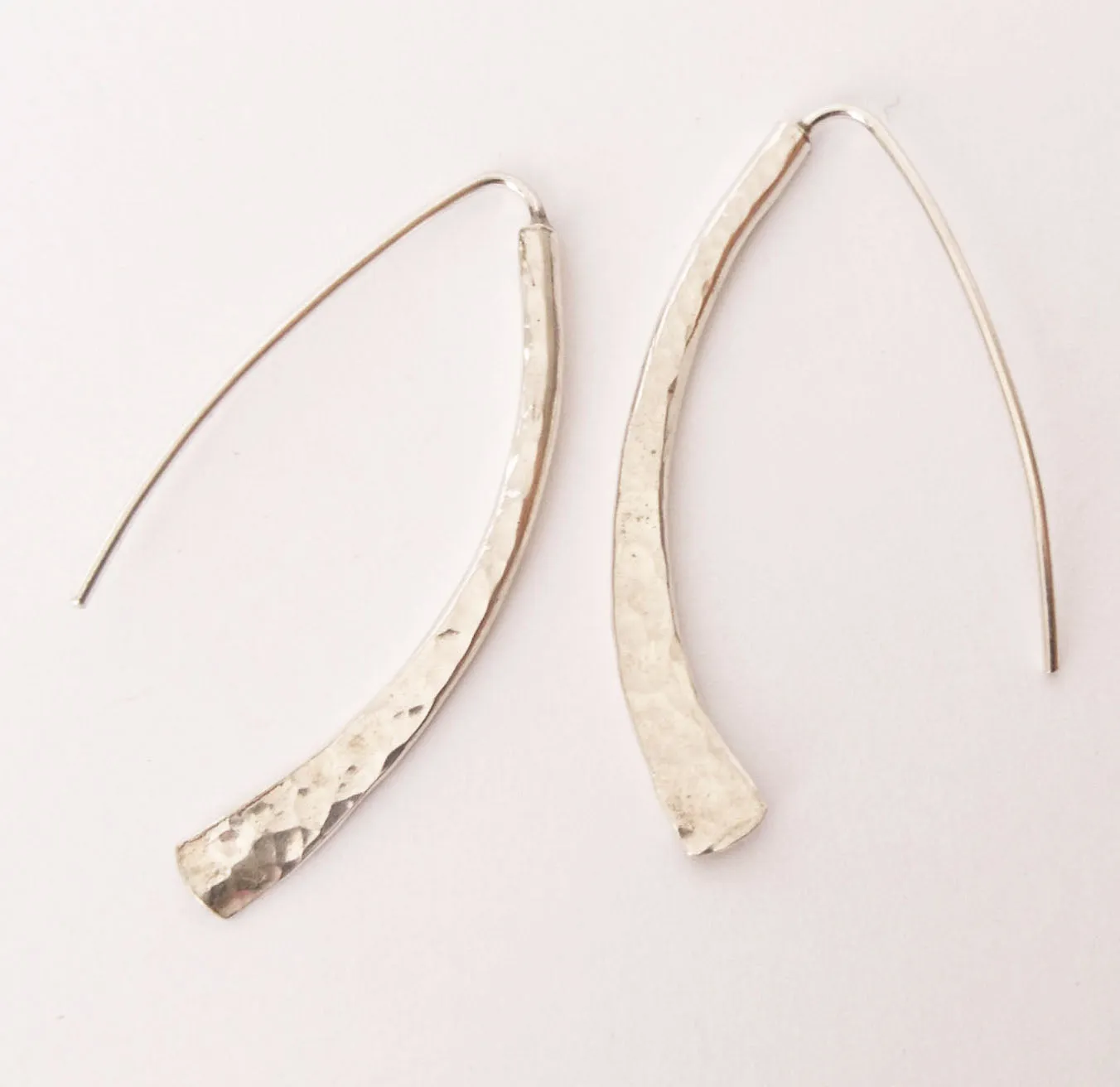 Hammered Silver Sickle Earrings