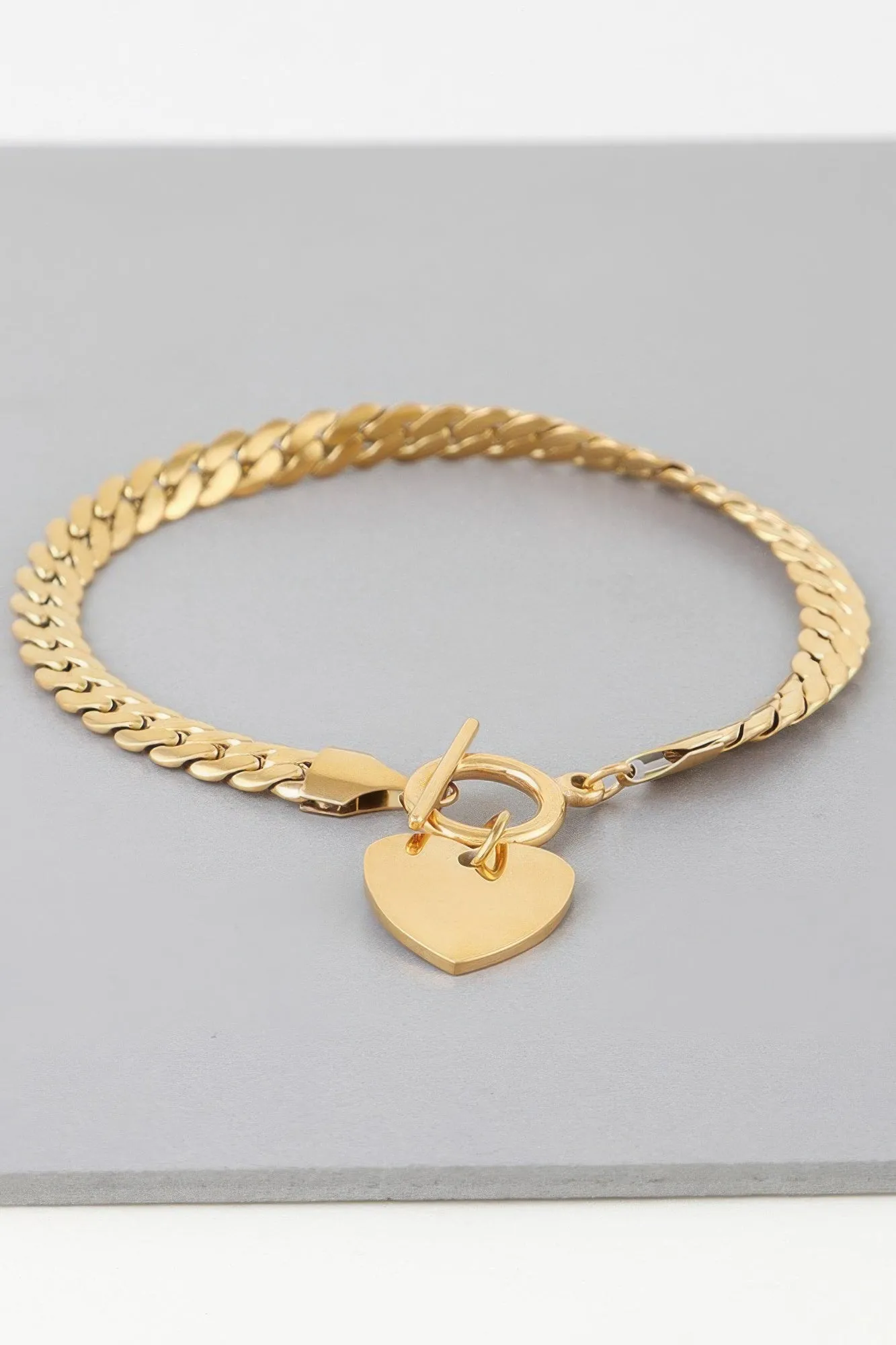 Heart Toggle Curb Chain Bracelet